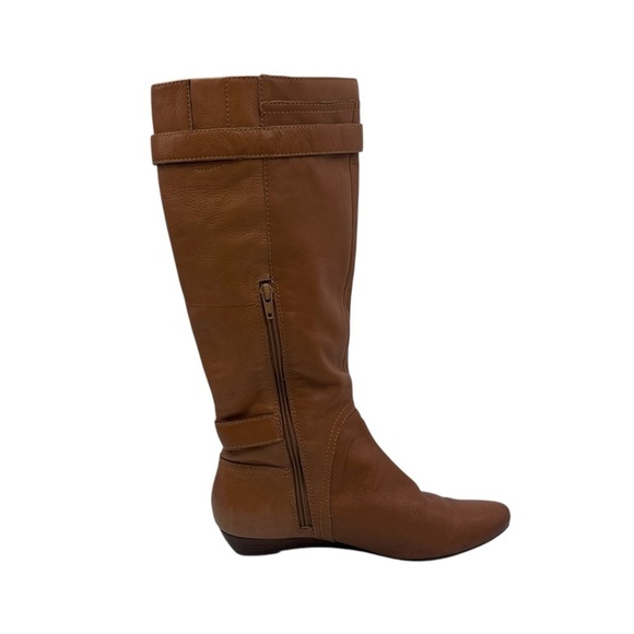 Nine West Brown Leather Buckle Up Pointed Toe Tall Boots Size 8 Women’s - Picture 5 of 11